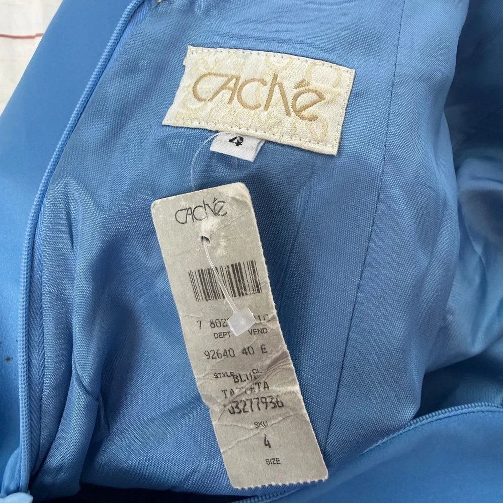 Cache Open Back Satin Gown | Size 4 | Blue | Long Formal Evening Dress - Picture 5 of 10